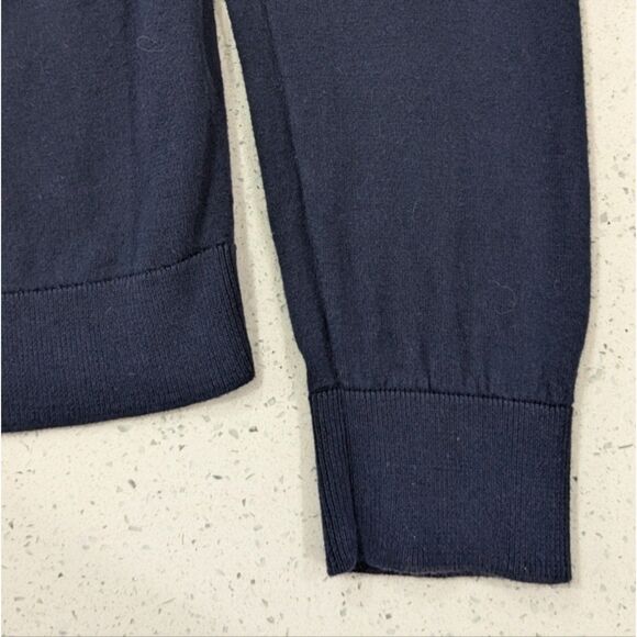 J.Crew The Caryn Cardigan Sweater Cotton Navy Blue Button Front Seahorse L/XL - Picture 5 of 9